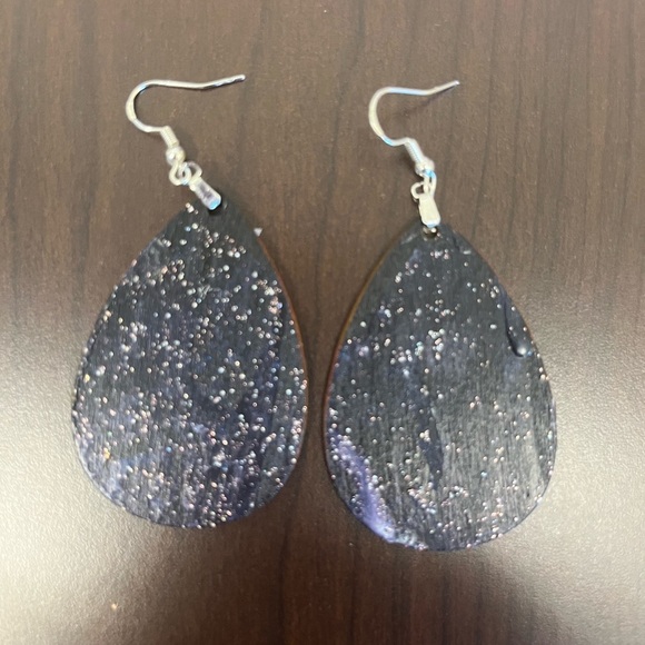 Black and Silver Statement Milky Way Earrings - Picture 2 of 4
